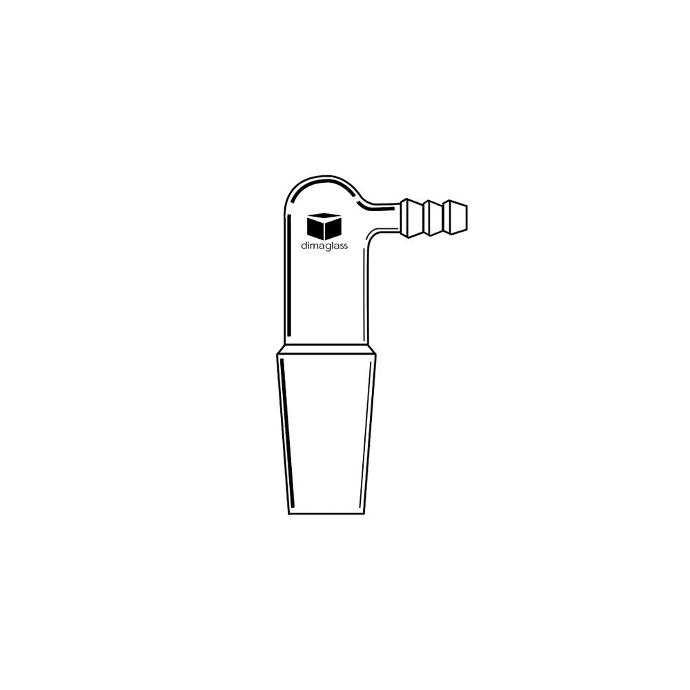 Adapter, Inlet, Inner Joint, 90 Deg 14/20 Joint Size, 10 mm Hose O.D.