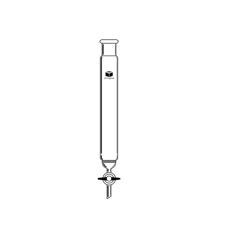 Chromatography Column, Teflon Stopcock, w/Fritted Disc 2.5 (64) x 10 (254) in.(mm), Joint Size 45/50