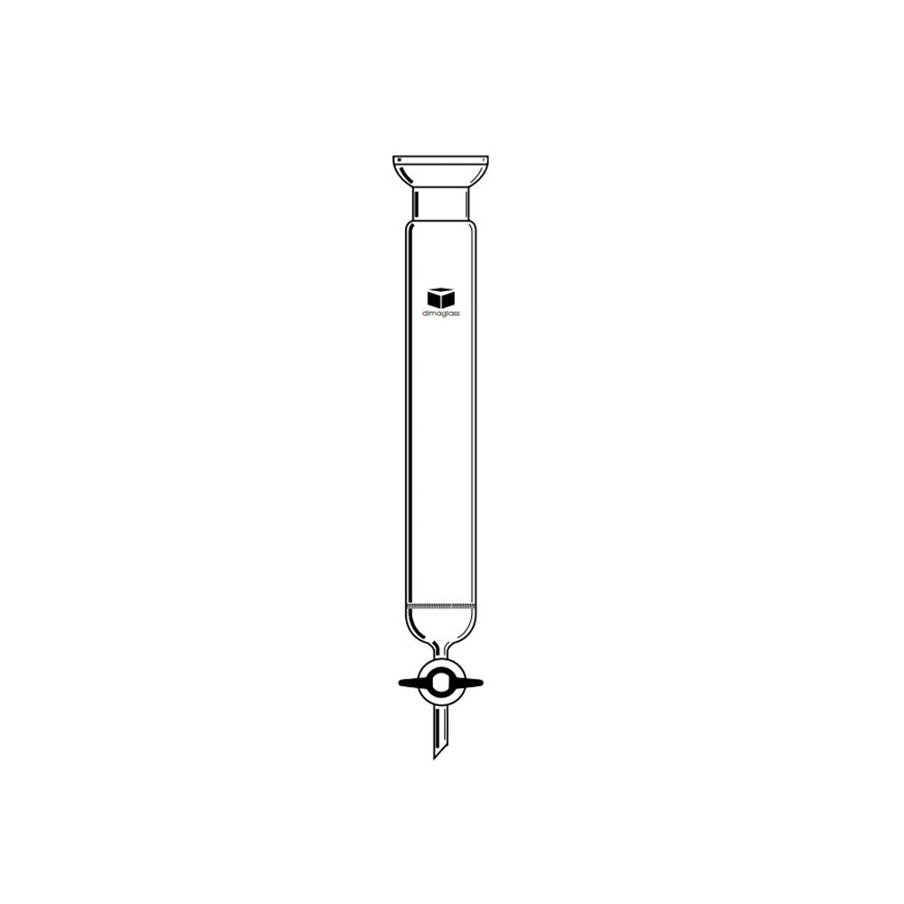 Chromatography Column, Teflon Stopcock Spherical Joint w/Fritted Disc 1.0 (25) x 10 (254) in.(mm), Joint Size 35/20