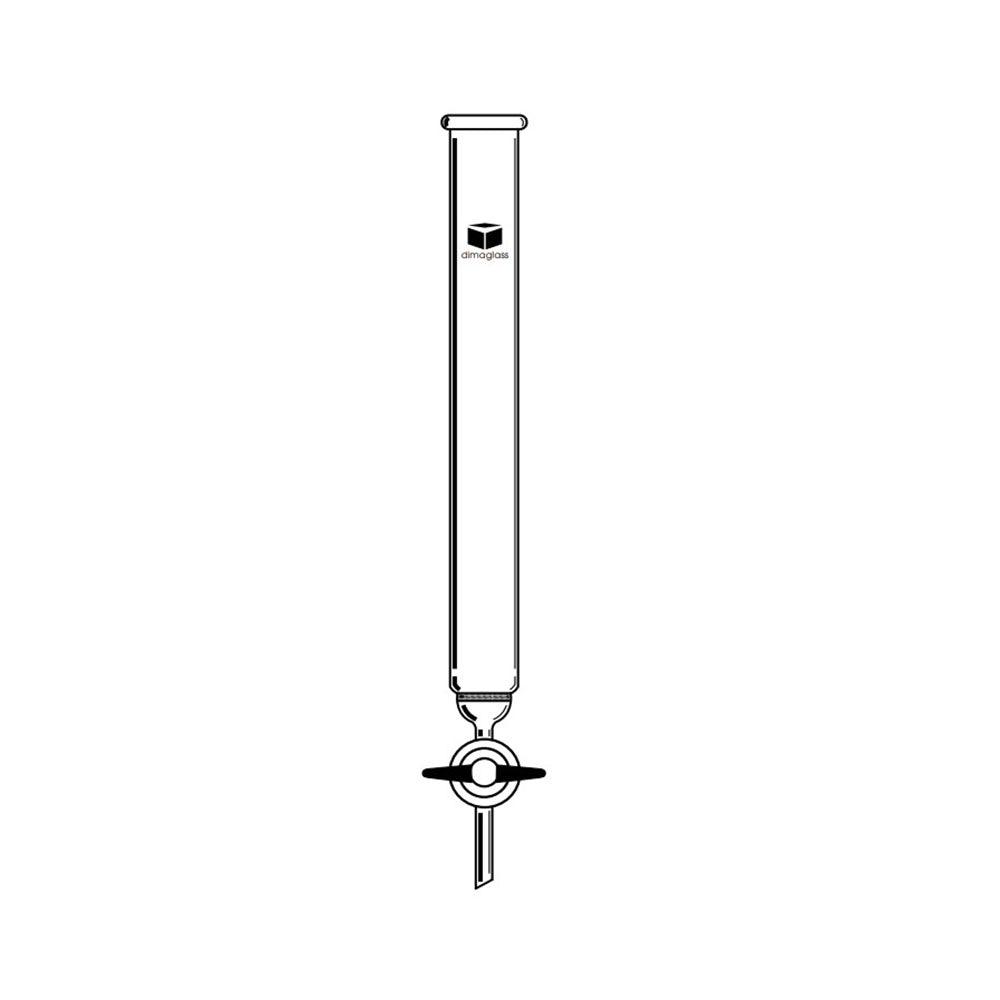 Chromatography Column, Teflon Stopcock w/Fritted Disc 1.4 (35) x 8 (203) in.(mm)