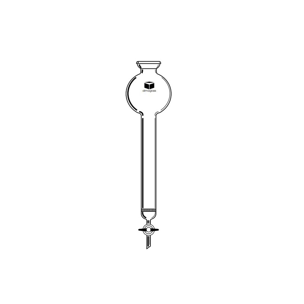 Chromatography Column, Teflon Stopcock, Fritted Disc, w/Reservoir 500 mL, 2.0 (50) x 18 (457) in.(mm), Ball Joint Size 35/20