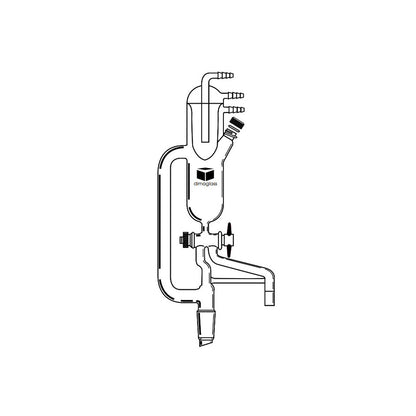 Distilling Head, Solvent , Teflon Stopcock, Built-in Condenser 24/40, 125 mL