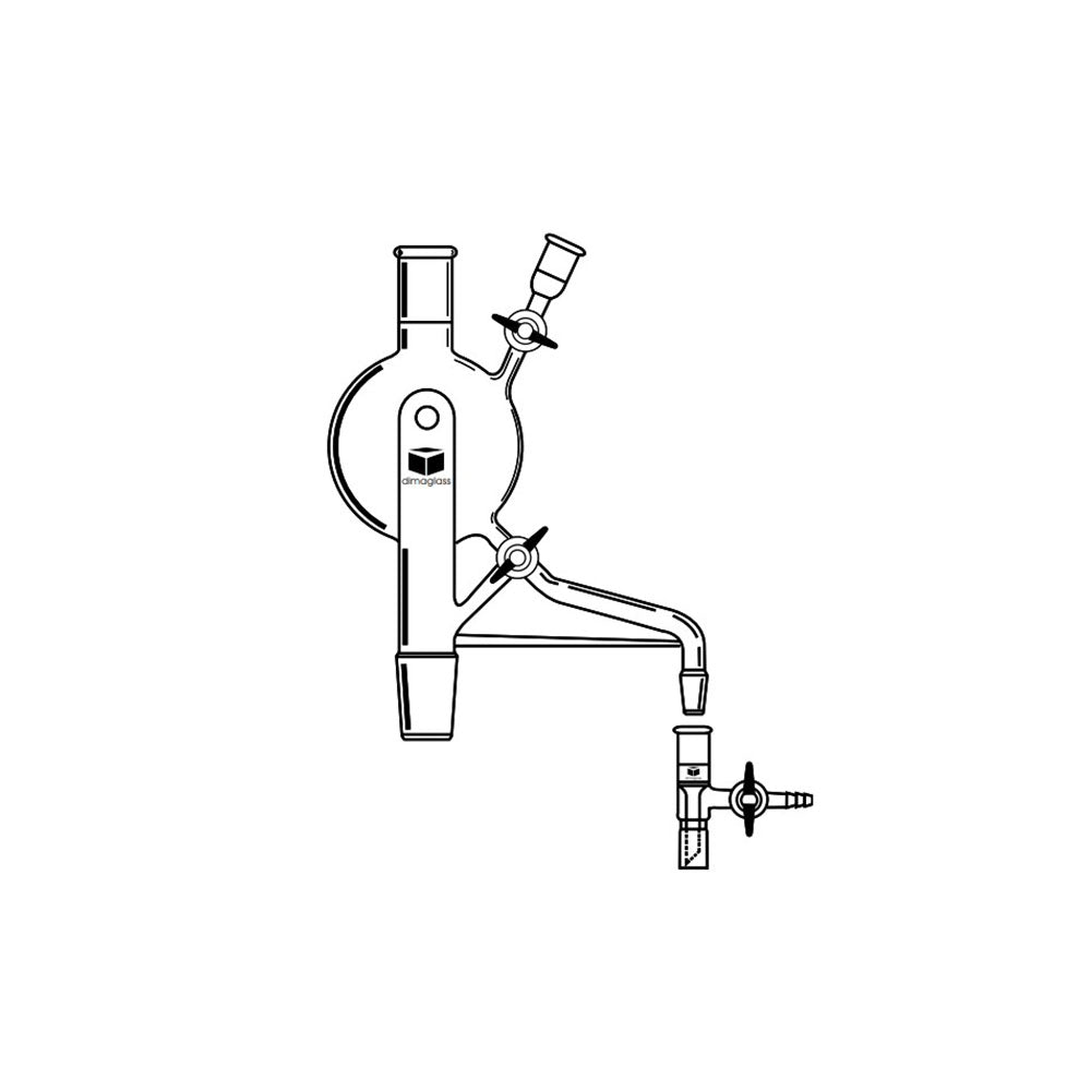 Distilling Head, Solvent , Teflon Stopcock Top 24/40, Bottom 24/40, 250 mL