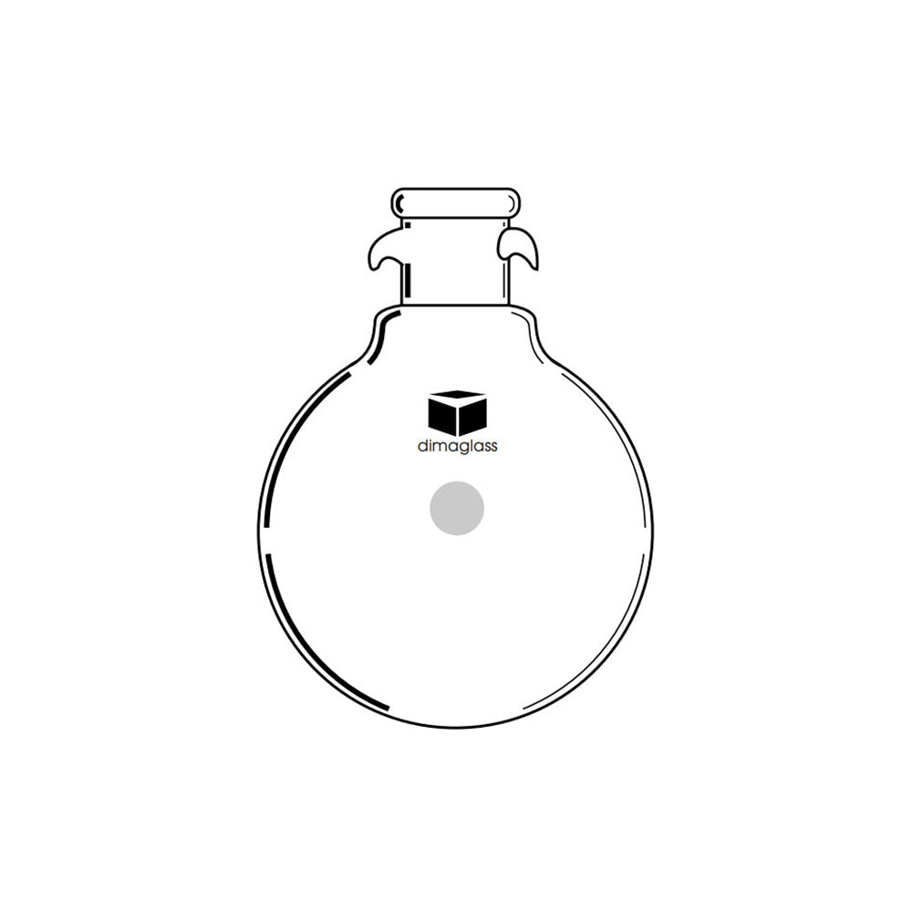 Flask, Single Neck, Roumd Bottom With Hooks 19/22, 50 mL