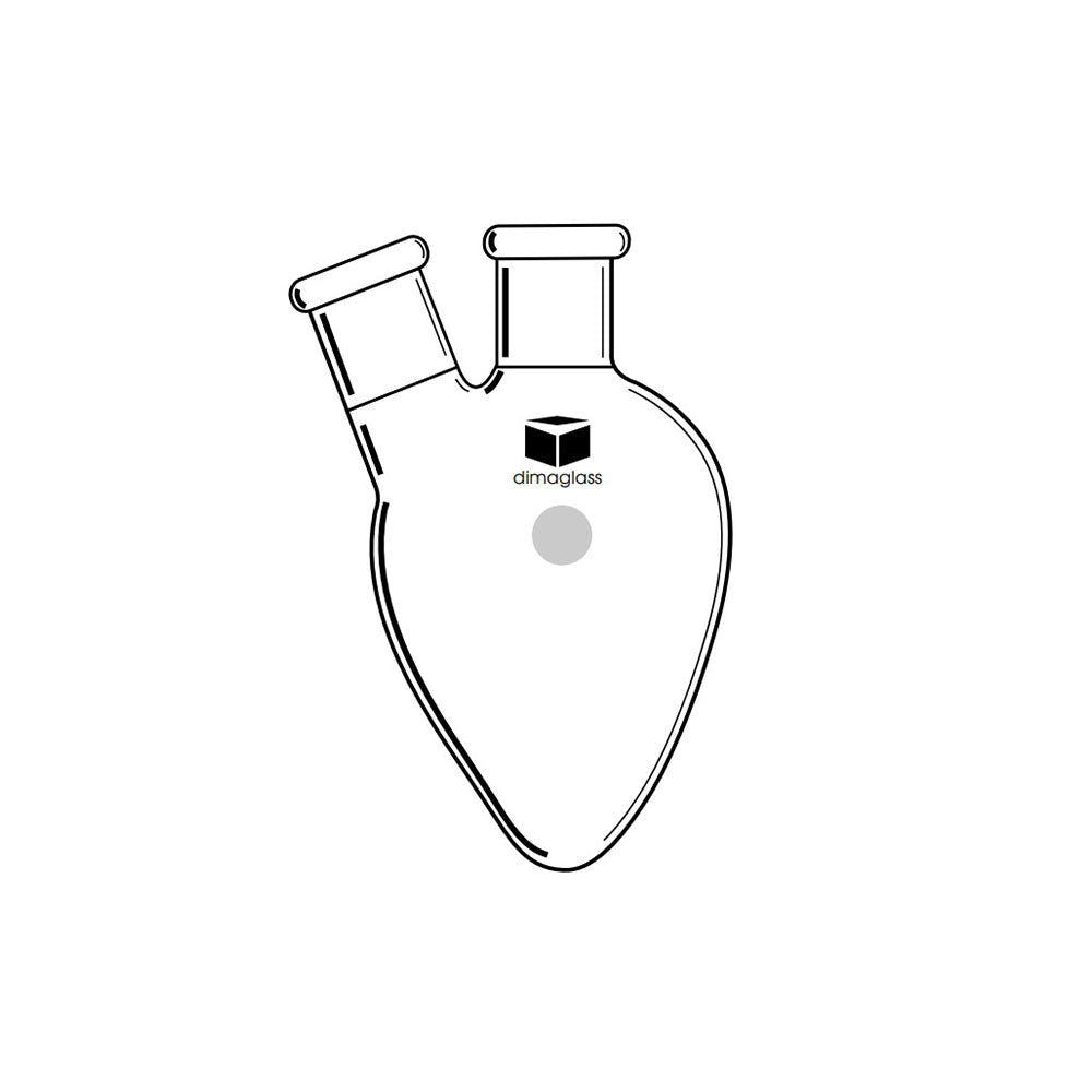 Flask,Two Neck, Pear Shaped Center 14/20, Side 14/20, 25 mL