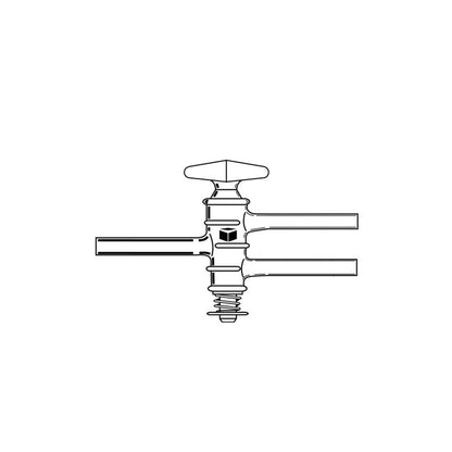 Stopcock, Double Oblique Bore, Glass 4mm Bore, 16.2/56 mm Plug