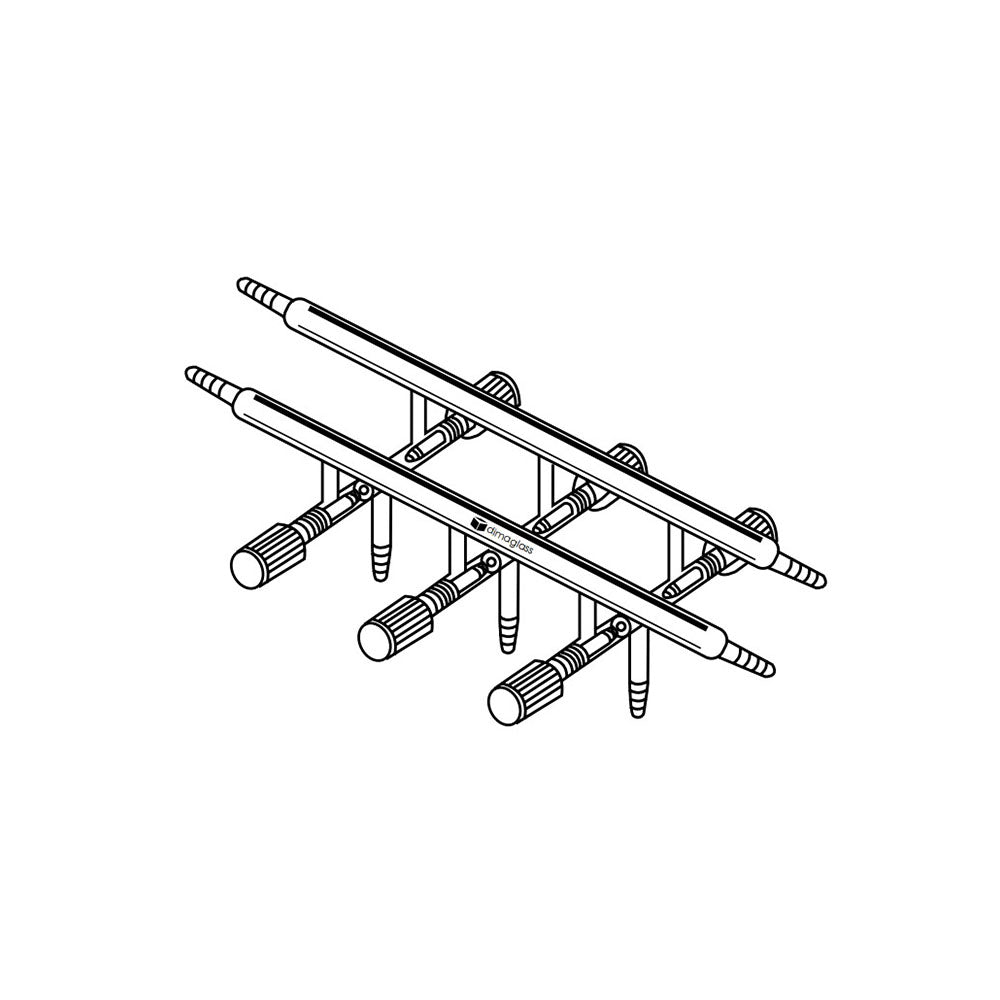 Manifold, Vacuum/Inert, Double, High Vaccum Valve,0-4mm Bore,Overall width 400mm, 4 Ports