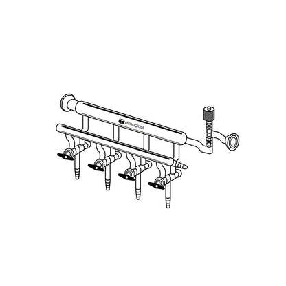 Manifold, Double, High Vacuum Valve and 35/20 Spherical Joint 4 Ports