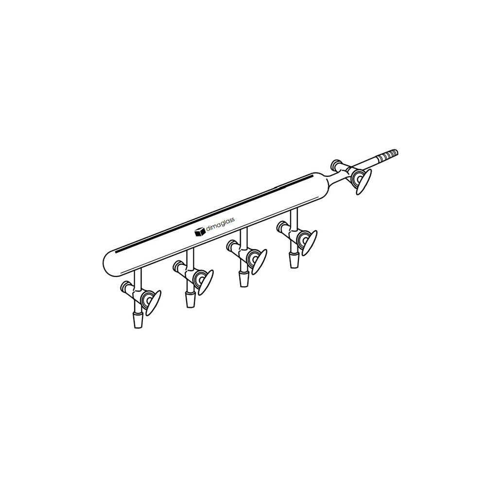 Manifold, Saingle, Solid Glass Stopcocks 4 Ports 24/40