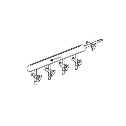 Manifold, Saingle, Solid Glass Stopcocks 4 Ports 24/40