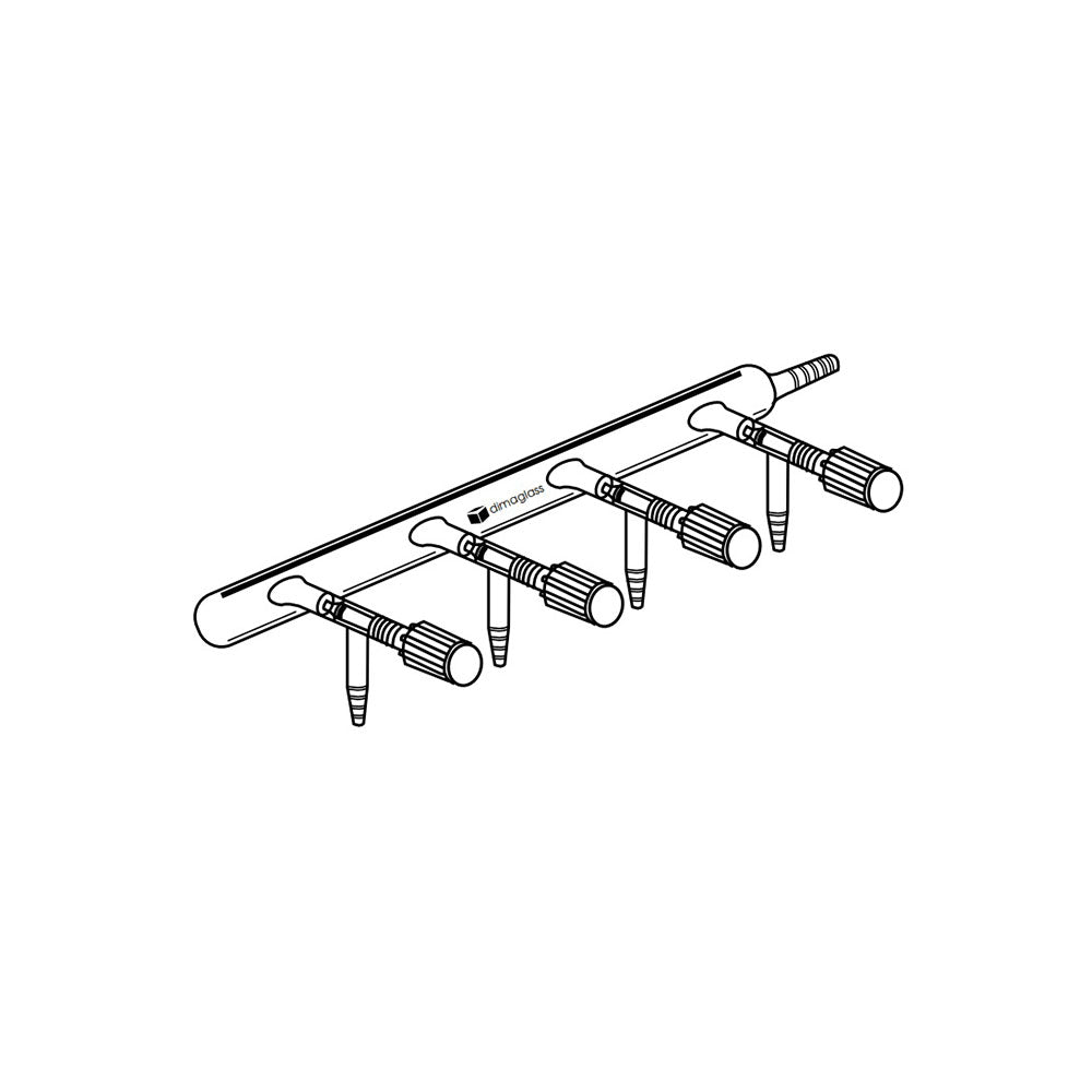 Manifold, Single, High Vacuum Valves,Overall width 440mm,5 Ports