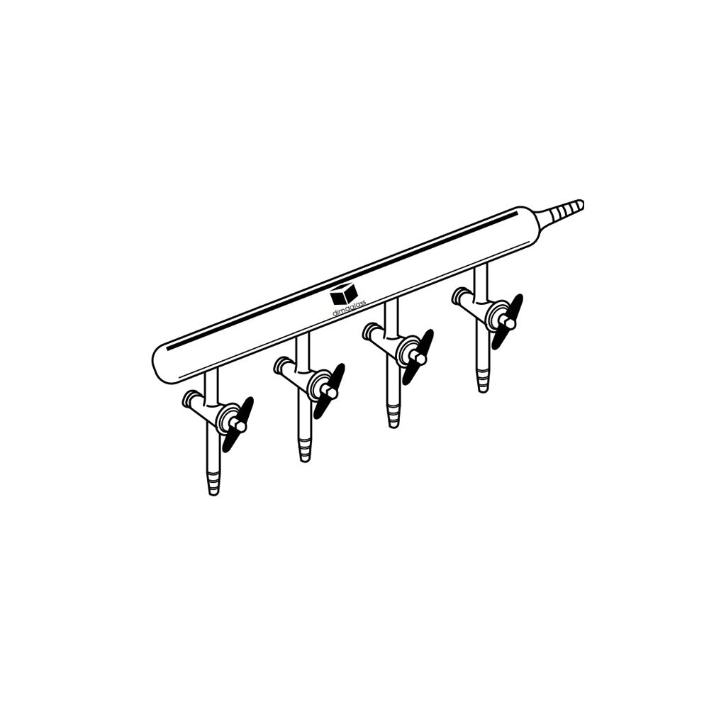 Manifold, Single, Teflon Stopcocks 4 Ports, 2mm Bore