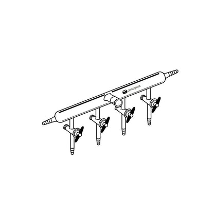 Manifold,N2/Ar Line, Teflon Stopcocks 4 Ports, 4mm Bore